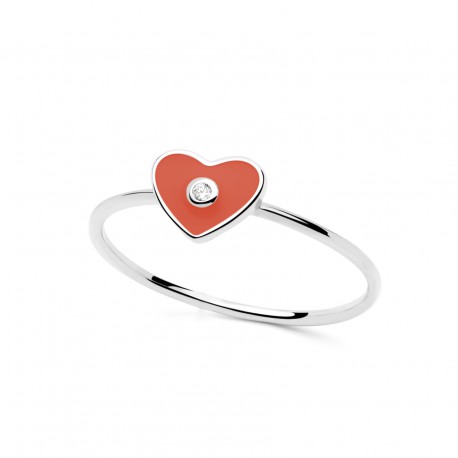 ANILLO CUORE PLATA RODIADA TALLA 12 ROJO