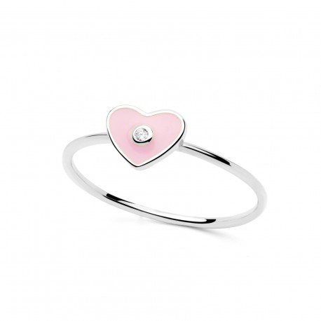 ANILLO CUORE PLATA RODIADA TALLA 12 ROSA