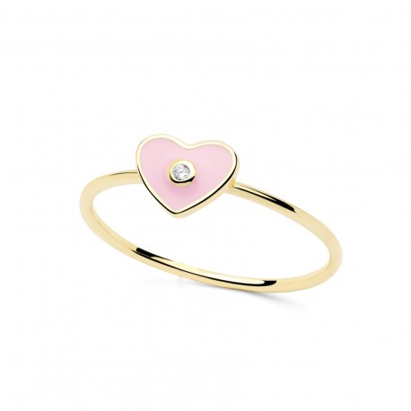 ANILLO CUORE PLATA DORADA TALLA 12 ROSA