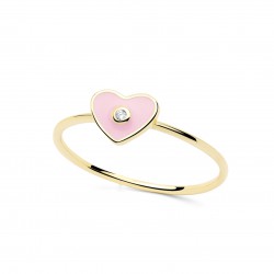 ANILLO CUORE PLATA DORADA TALLA 14 ROSA