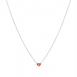 COLLAR CUORE PLATA RODIADA ROJO