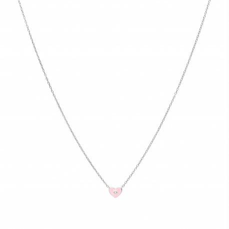 COLLAR CUORE PLATA RODIADA ROSA