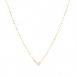 COLLAR CUORE PLATA DORADA ROSA