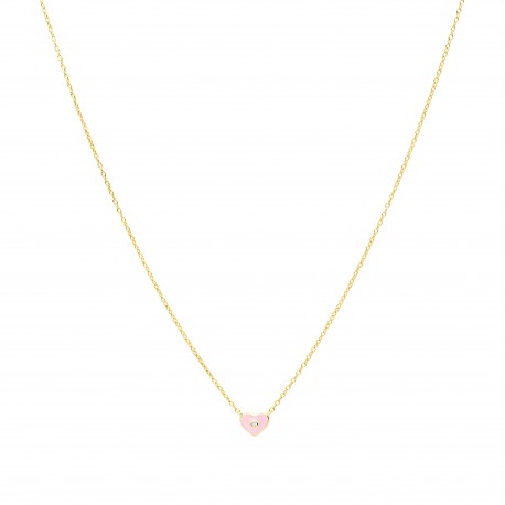 COLLAR CUORE PLATA DORADA ROSA