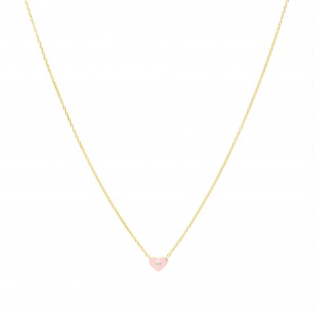 COLLAR CUORE PLATA DORADA ROSA