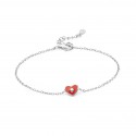 PULSERA CUORE PLATA RODIADA ROJO