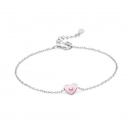 PULSERA CUORE PLATA RODIADA ROSA