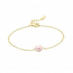 PULSERA CUORE PLATA DORADA ROSA