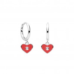 PENDIENTES CUORE PLATA RODIADA ROJO