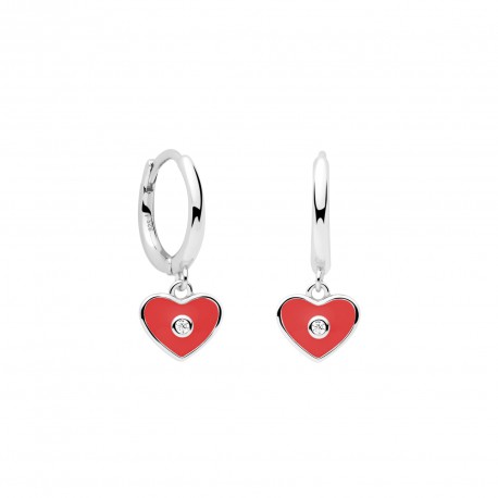 PENDIENTES CUORE PLATA RODIADA ROJO