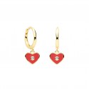 PENDIENTES CUORE PLATA DORADA ROJO